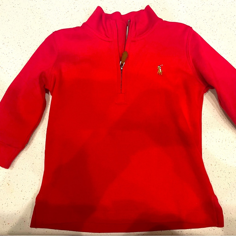 Ralph Lauren red quarter zip sweater 24mo